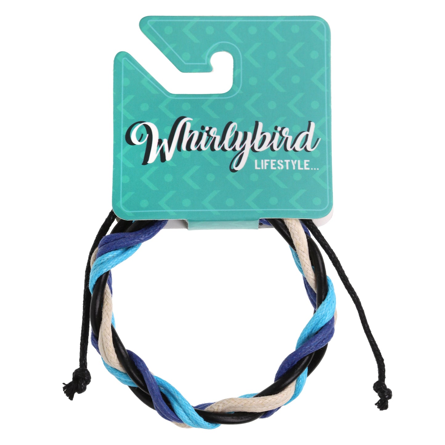 WBL22 - Whirlybird Black, Blue And Cream Chunky Braided Lifestyle Bracelet