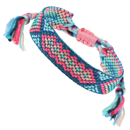 Whirlybird Multicoloured Blue And Pink Patterned Cotton Lifestyle Bracelet