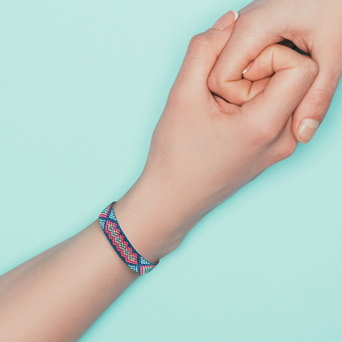 WBL23 - Whirlybird Multicoloured Blue And Pink Patterned Cotton Lifestyle Bracelet
