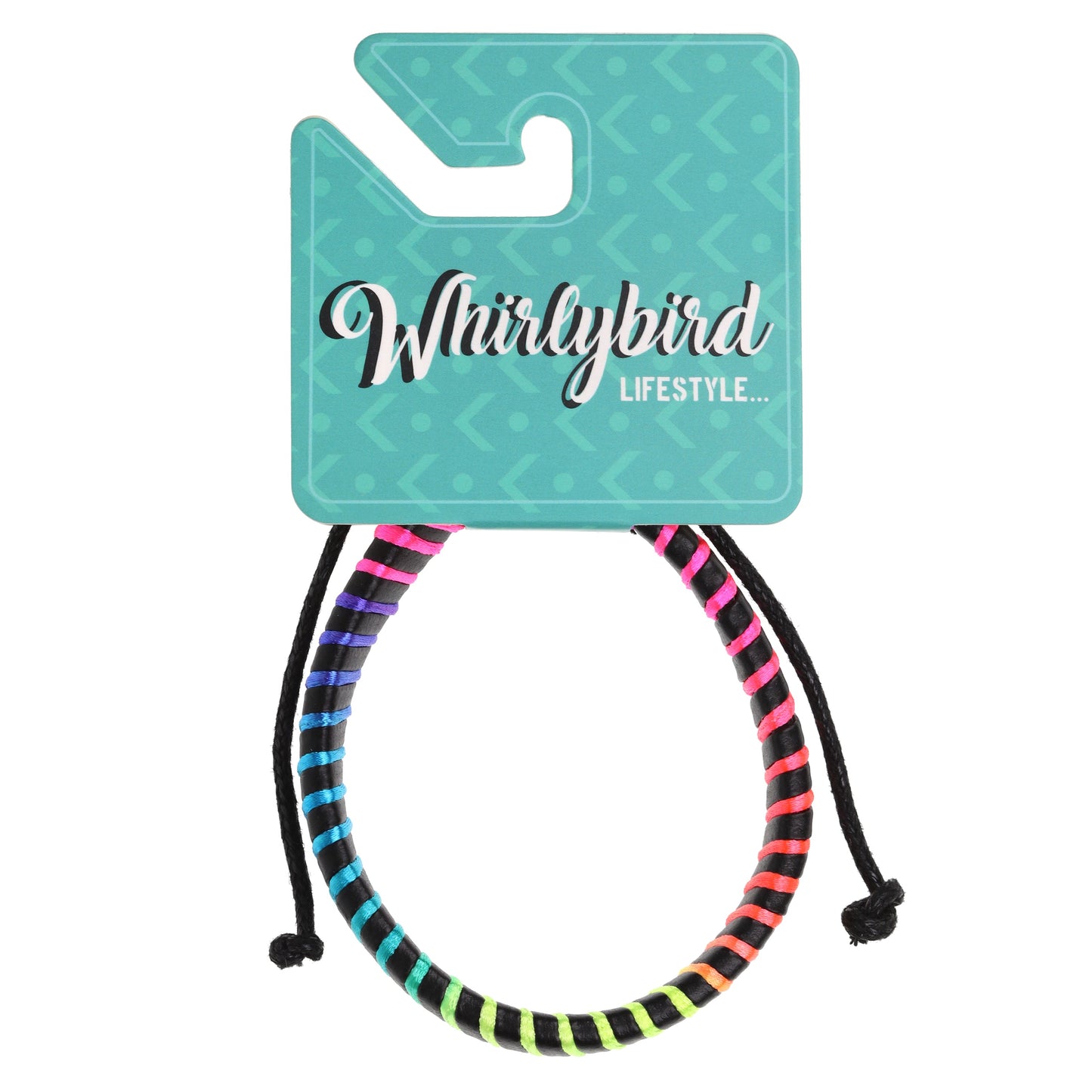 WBL31 - Whirlybird Black And Rainbow Ombre Striped Lifestyle Bracelet