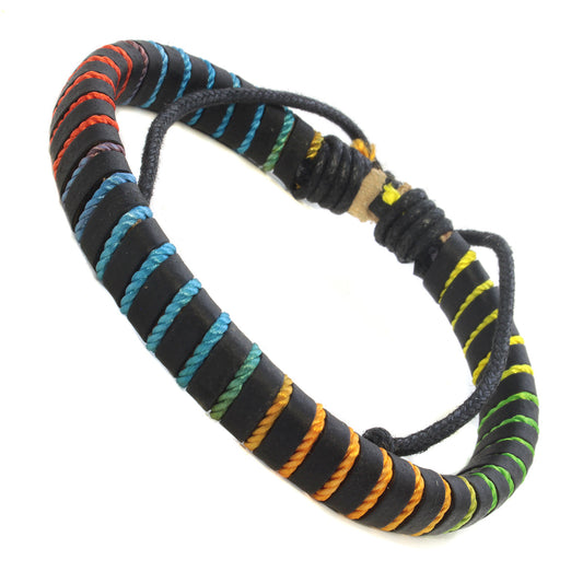 Whirlybird Black And Rainbow Ombre Striped Lifestyle Bracelet