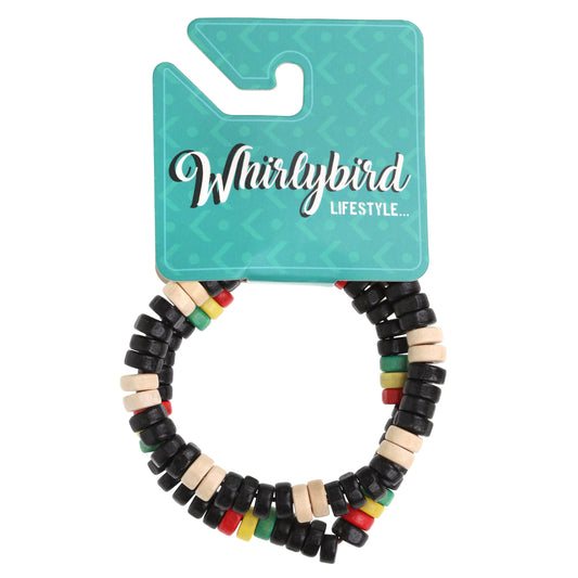 Whirlybird Black And Multicoloured Wooden Beaded Lifestyle Bracelets