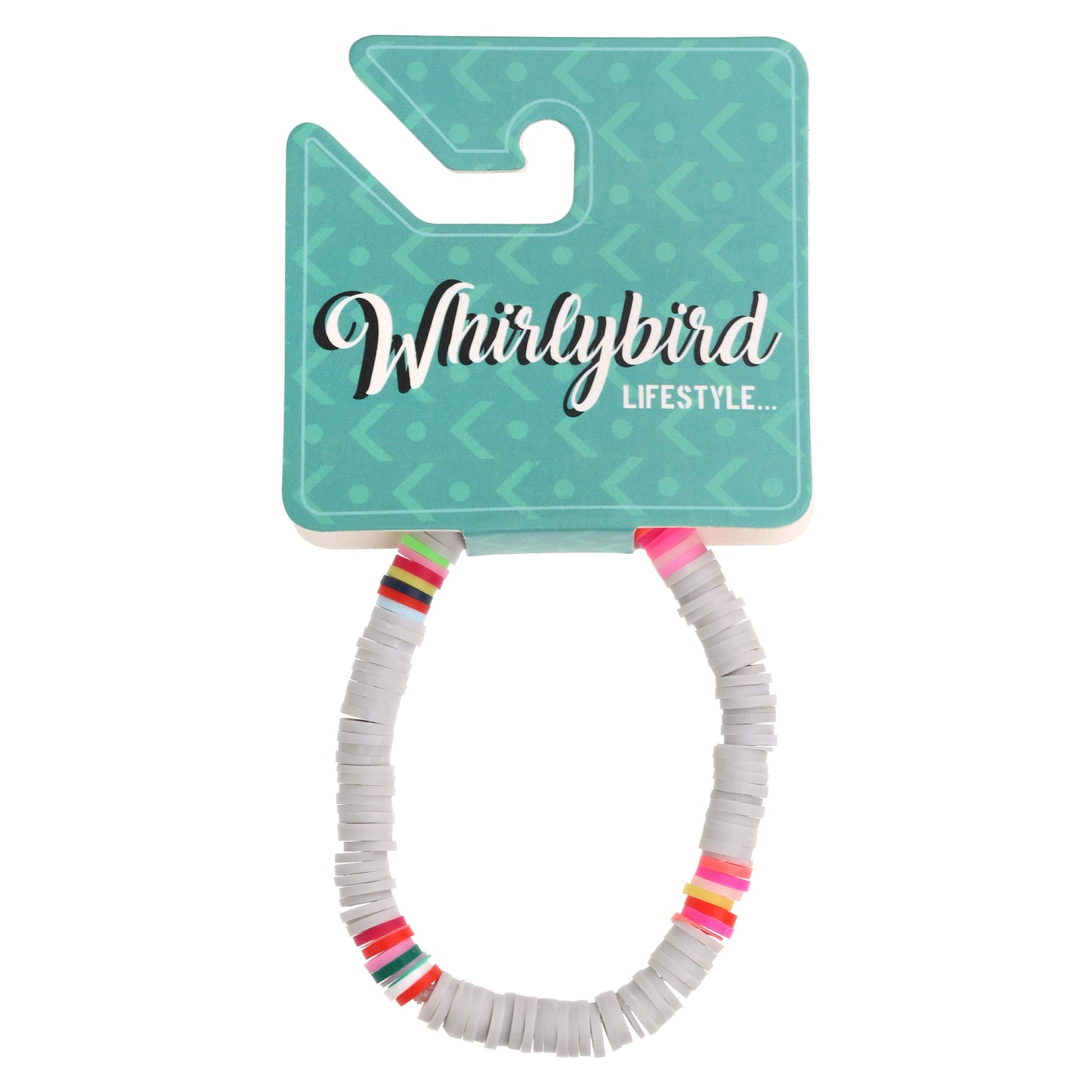 WBL34 - Whirlybird White Lifestyle Bracelet With Multicoloured Beads