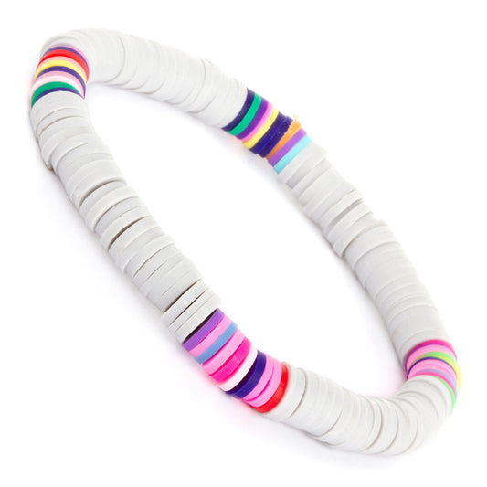 Whirlybird White Lifestyle Bracelet With Multicoloured Beads