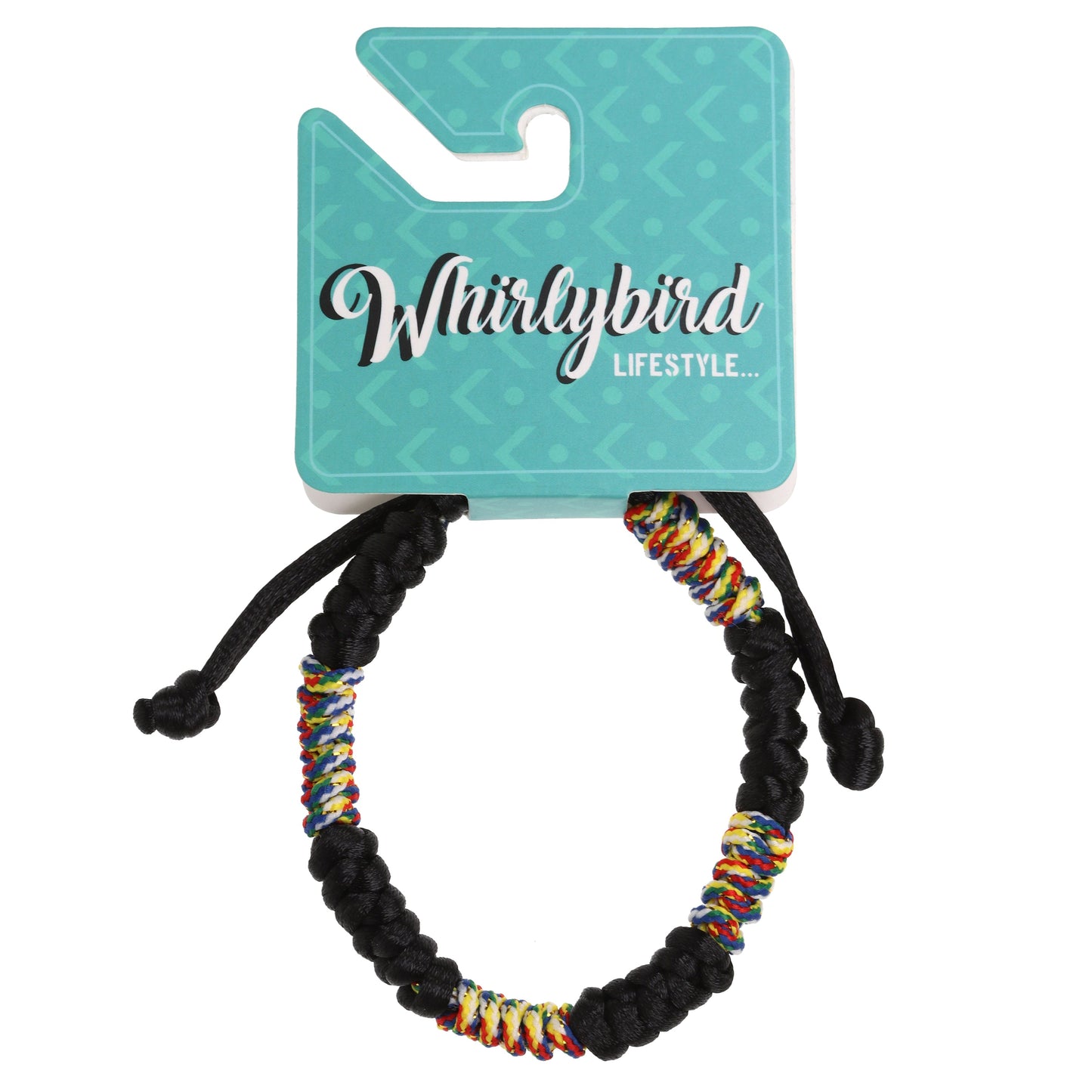 WBL38 - Whirlybird Black And Multicoloured Knotted Lifestyle Bracelet
