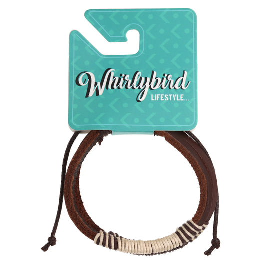 Whirlybird Brown And Cream Leather Bracelet