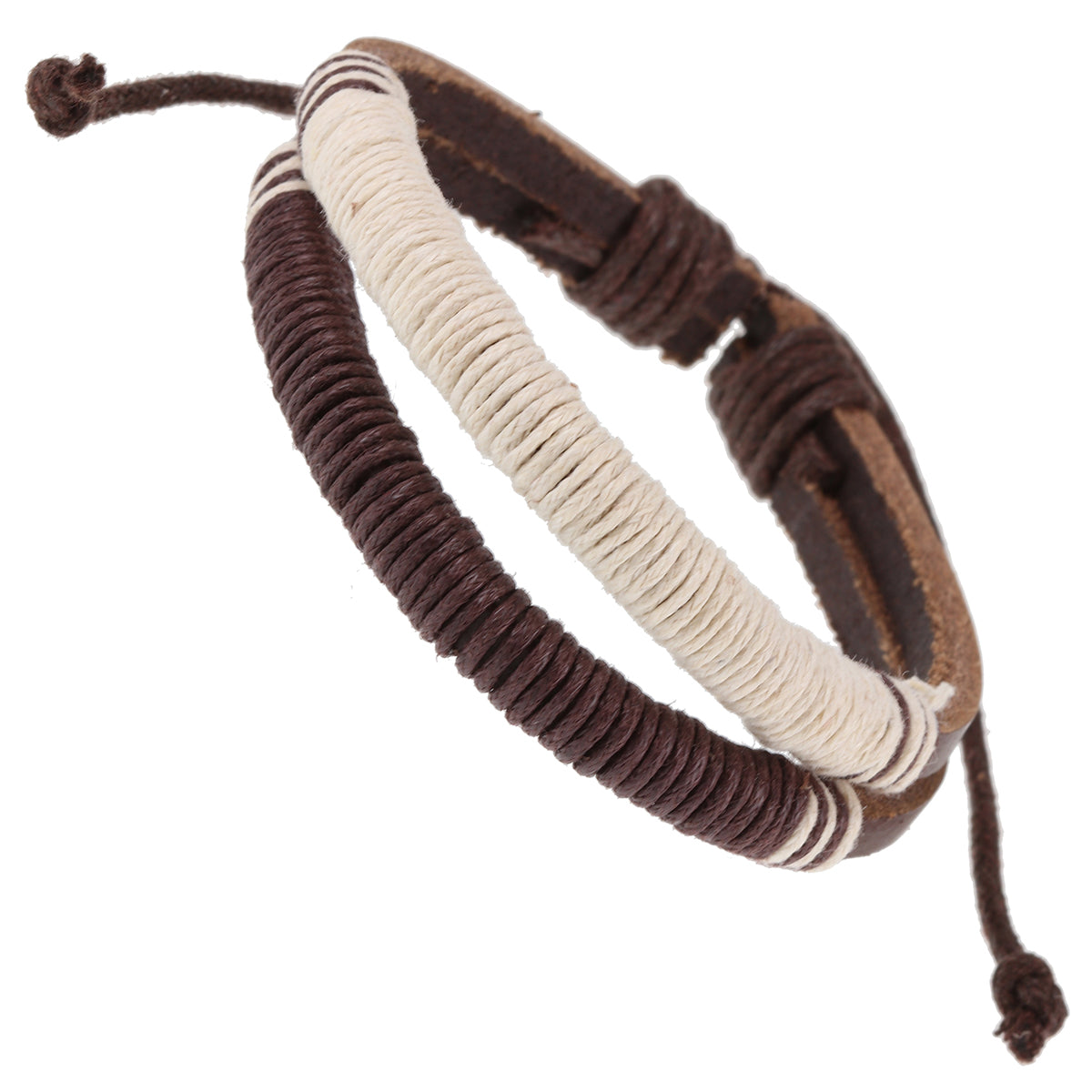 Whirlybird Brown And Cream Leather Bracelet
