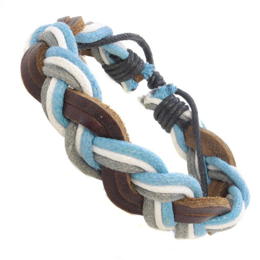 Whirlybird Chunky Brown, Grey And Blue Braided Lifestyle Bracelet