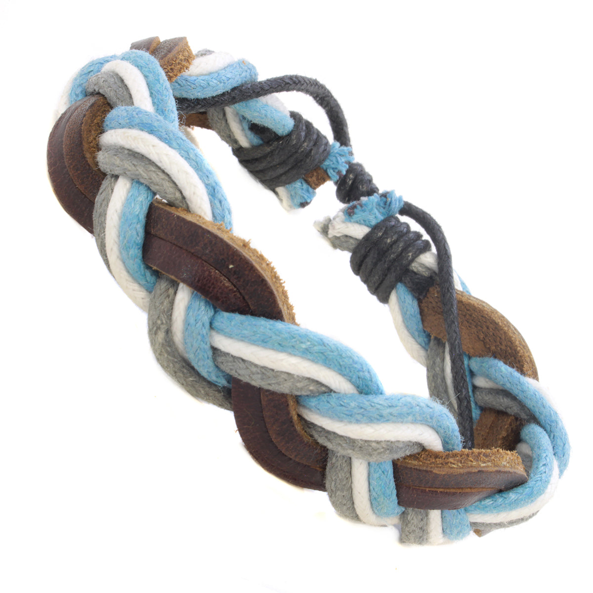 WBL49 - Whirlybird Chunky Brown, Grey And Blue Braided Lifestyle Bracelet