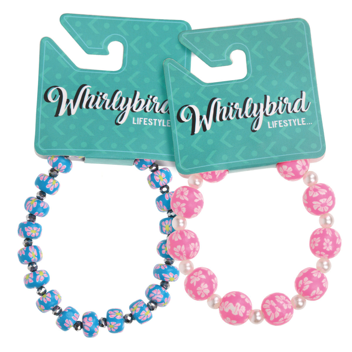 WBL51 - Whirlybird Pink OR Purple Flower Patterened Beaded Lifestyle Bracelet