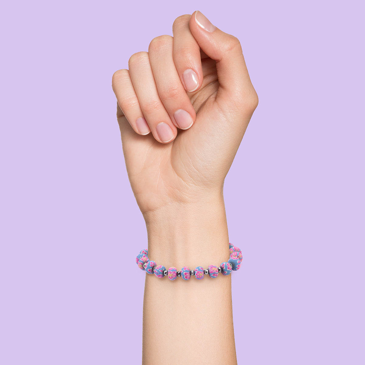 WBL51 - Whirlybird Pink OR Purple Flower Patterened Beaded Lifestyle Bracelet
