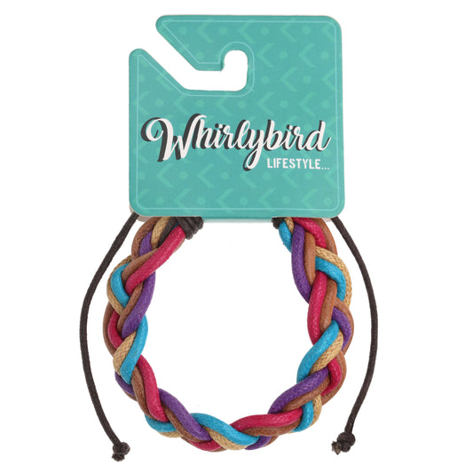 WBL53 - Whirlybird Chunky Brown, Pink And Blue Braided Lifestyle Bracelet