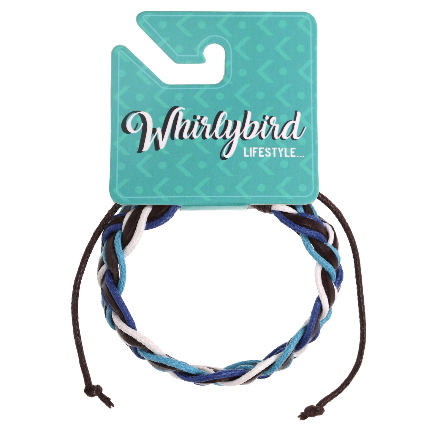 WBL54 - Whirlybird Chunky Brown, Blue And Cream Braided Lifestyle Bracelet