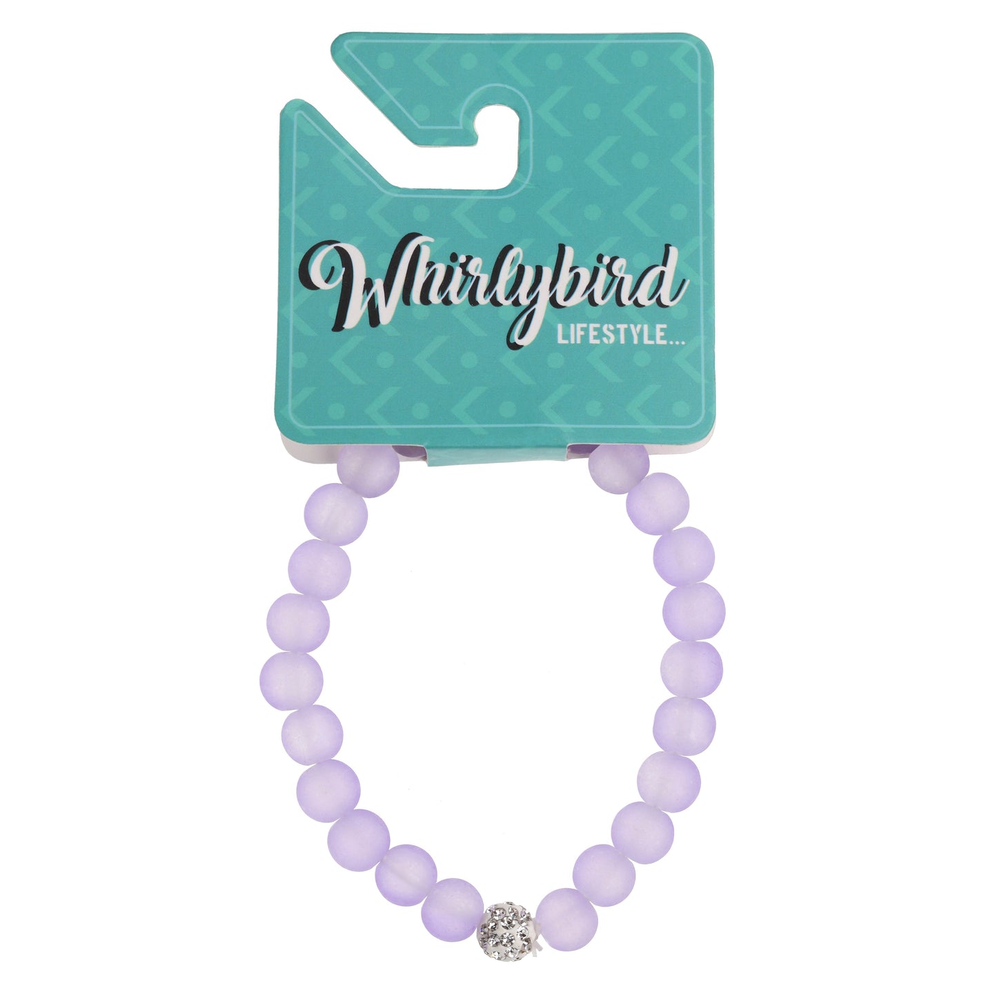 WBL55 - Whirlybird Purple Sphere Beaded Lifestyle Bracelet With A Diamante Charm