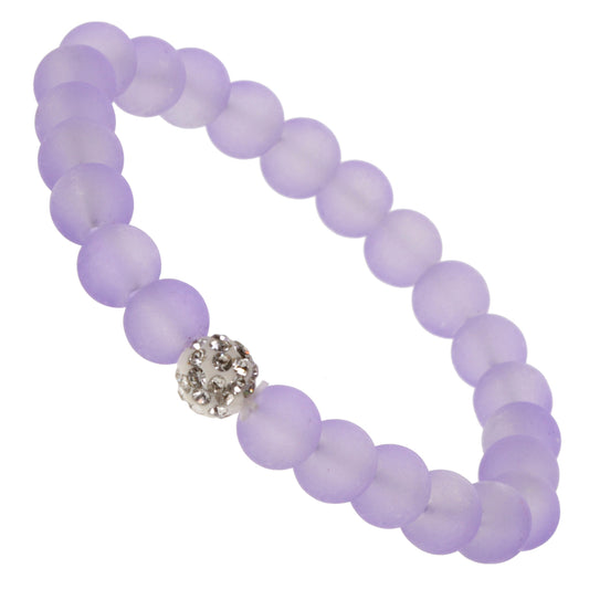 WBL55 - Whirlybird Purple Sphere Beaded Lifestyle Bracelet With A Diamante Charm