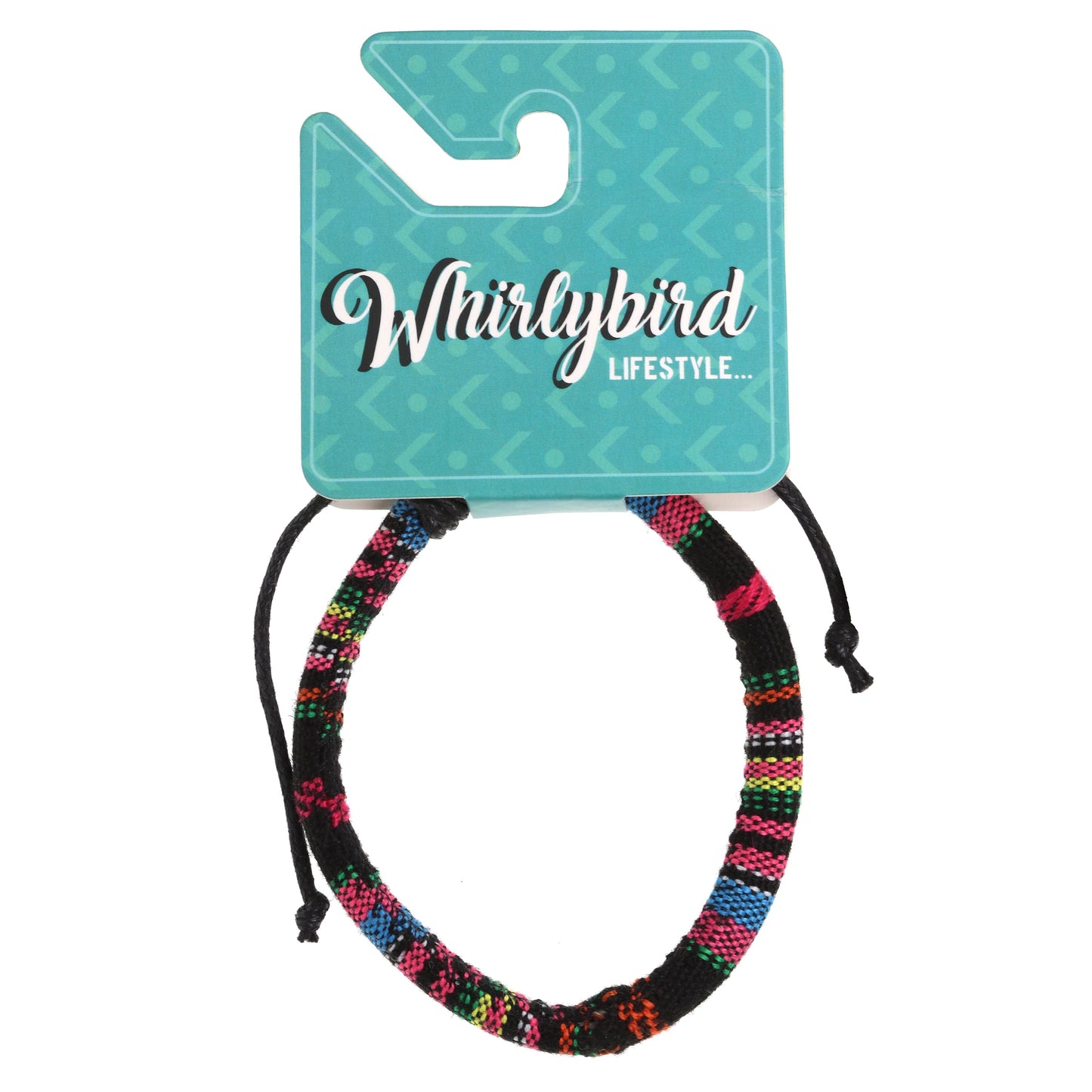 Whirlybird Black And Multicoloured Striped Cotton Lifestyle Bracelet