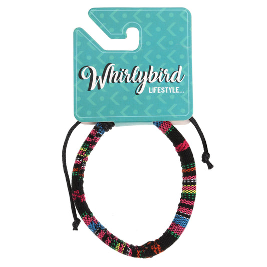 Whirlybird Black And Multicoloured Striped Cotton Lifestyle Bracelet