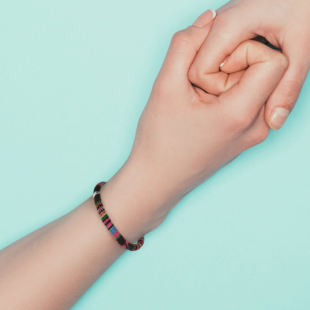 Whirlybird Black And Multicoloured Striped Cotton Lifestyle Bracelet