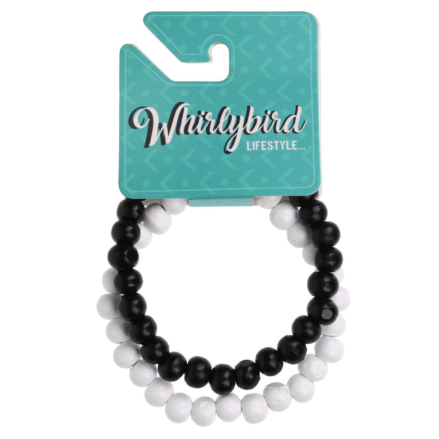 WBL65 - Whirlybird Pack Of 2 Black And White Beaded Lifestyle Bracelet