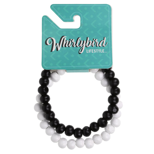 WBL65 - Whirlybird Pack Of 2 Black And White Beaded Lifestyle Bracelet
