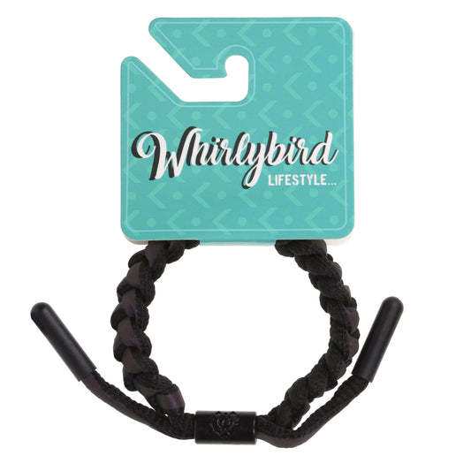 Whirlybird Black Cotton Braided Lifestyle Bracelet