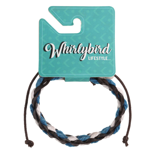 WBL79 - Whirlybird Brown, Blue And White Braided Lifestyle Bracelet