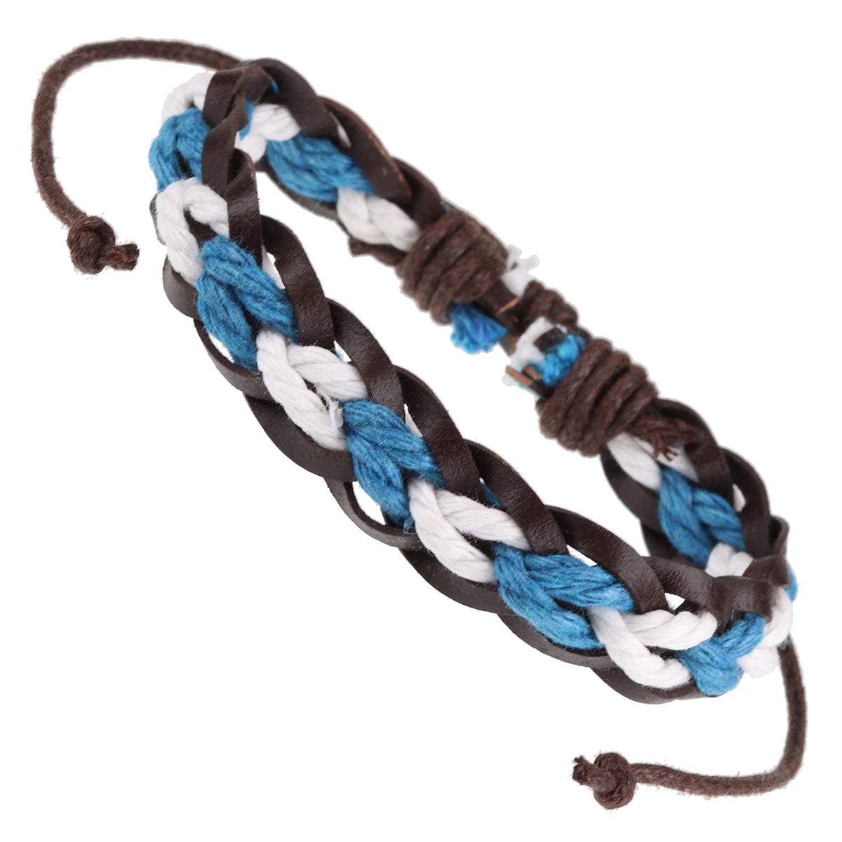 WBL79 - Whirlybird Brown, Blue And White Braided Lifestyle Bracelet