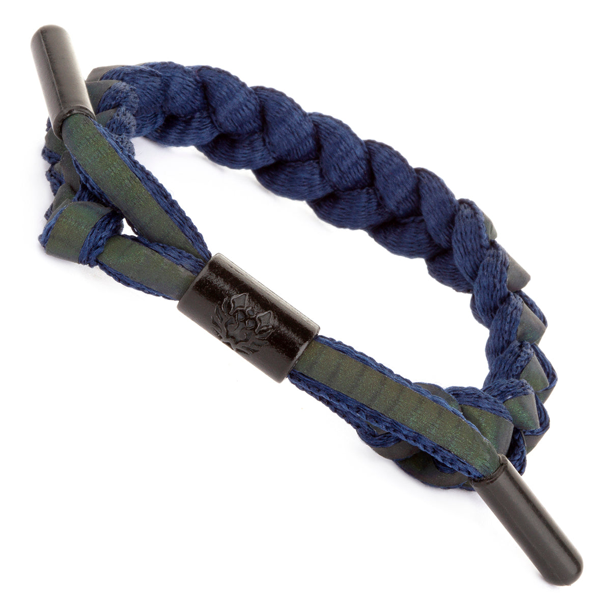 WBL82 - Whirlybird Navy Blue And Shiny Black Braided Lifestyle Bracelet