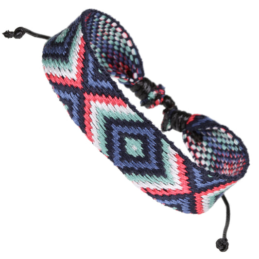 Whirlybird Blue Cotton Lifestyle Bracelet With Multicoloured Patterns