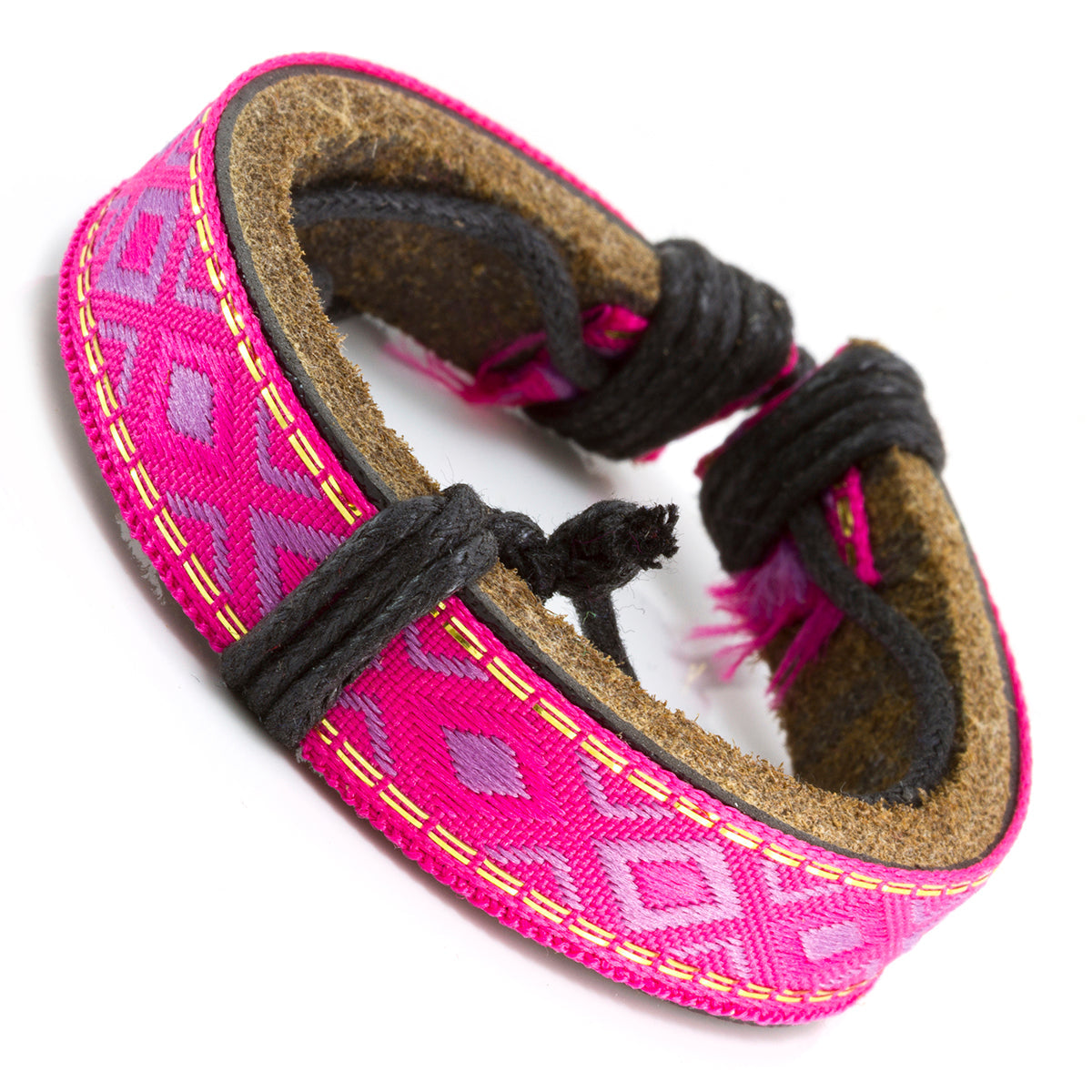 WBL85 - Whirlybird Pink, Purple And Gold Leather Lifestyle Bracelet