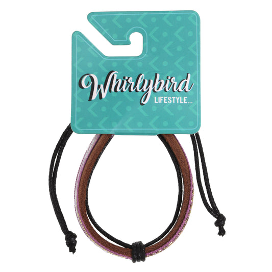 Whirlybird Purple, White And Gold Leather Lifestyle Bracelet