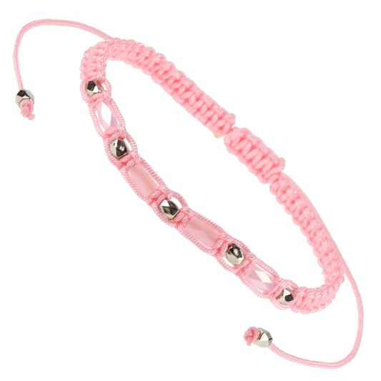 WBL88 - Whirlybird Pink And Silver Beaded Cotton Lifestyle Bracelet