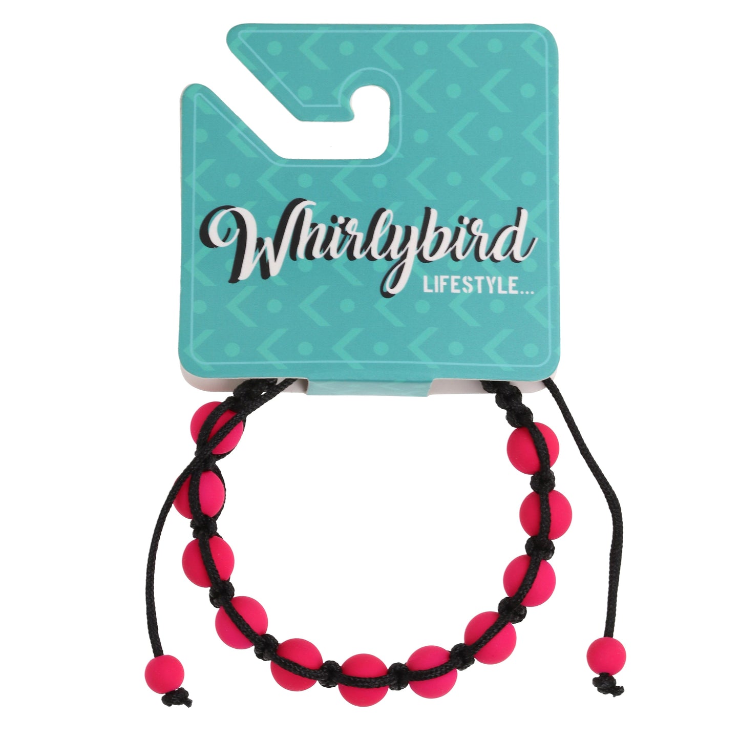WBL89 - Whirlybird Black Lifestyle Bracelet With Red Sphere Beads