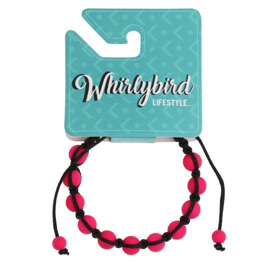 WBL89 - Whirlybird Black Lifestyle Bracelet With Red Sphere Beads