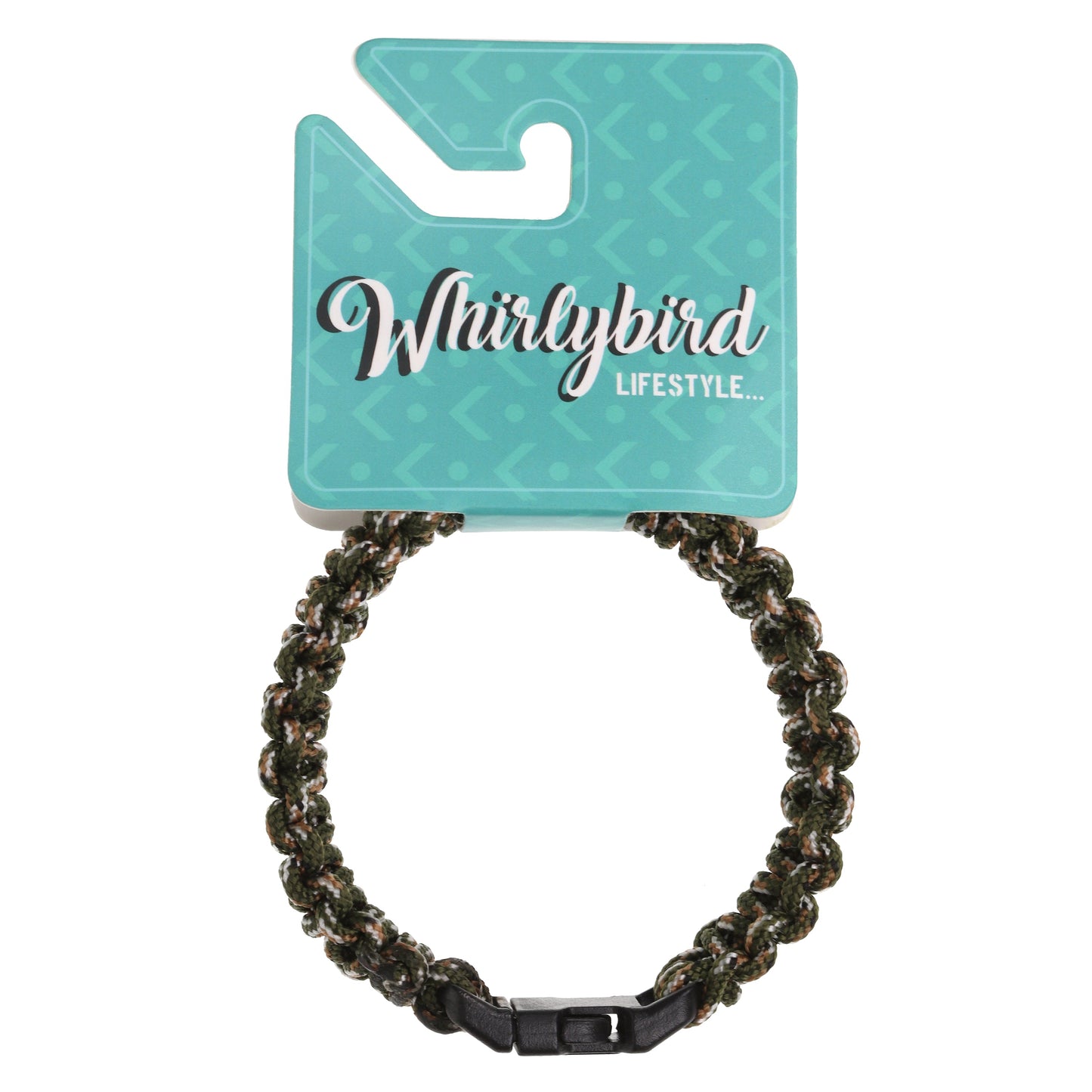 WBL92 - Whirlybird Khaki, Bronze And White Chunky Bracelet With A Black Release Buckle Fastening