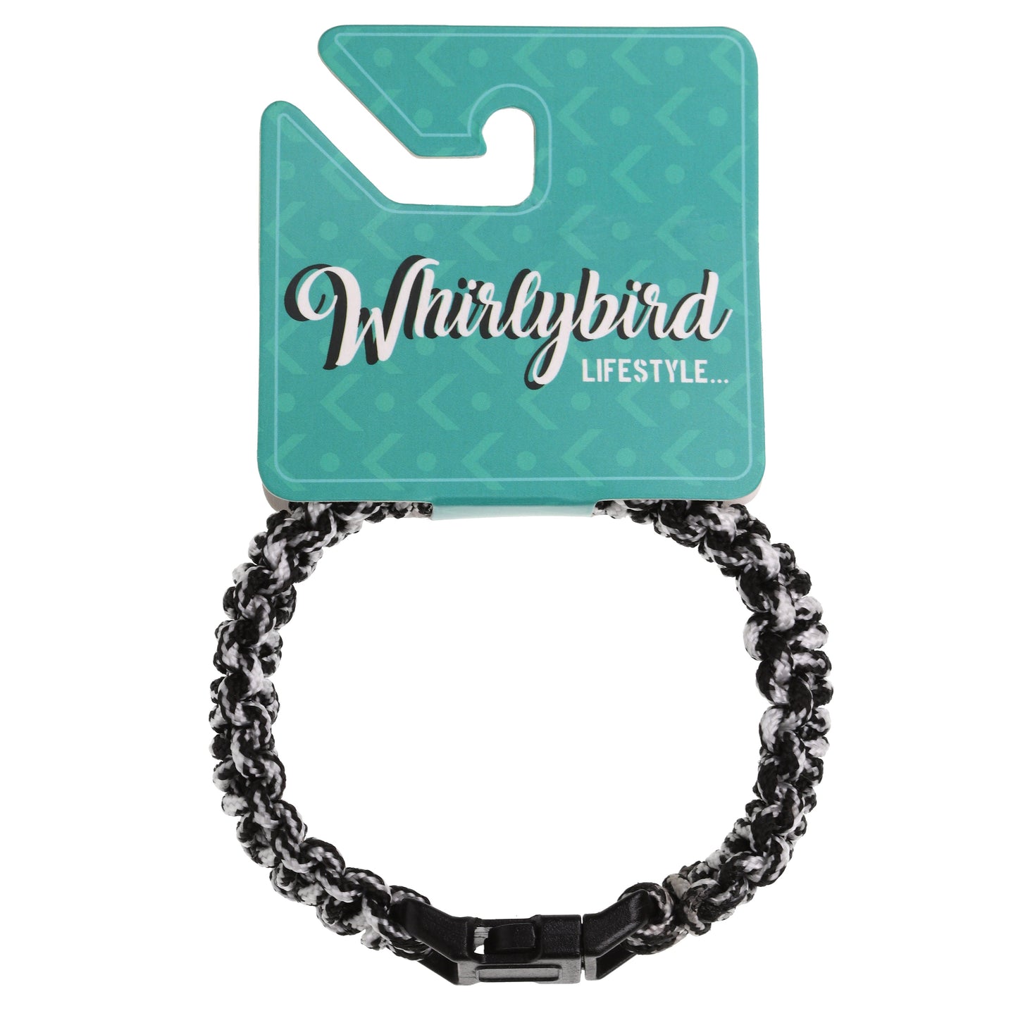 WBL95 - Whirlybird Black And White Chunky Bracelet With a Black Release Buckle Fastening