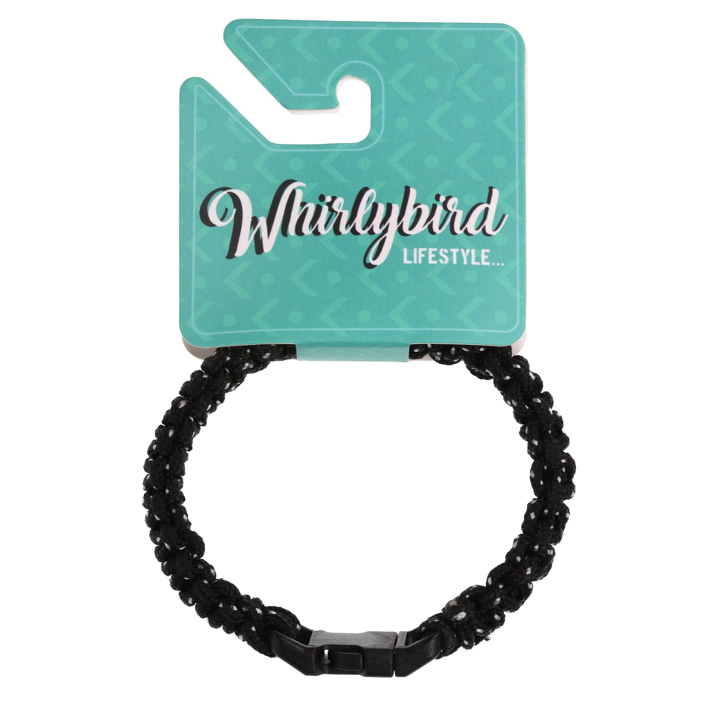 Whirlybird Black Chunky Lifestyle Bracelet With White Spots And A Black Release Buckle Fastening