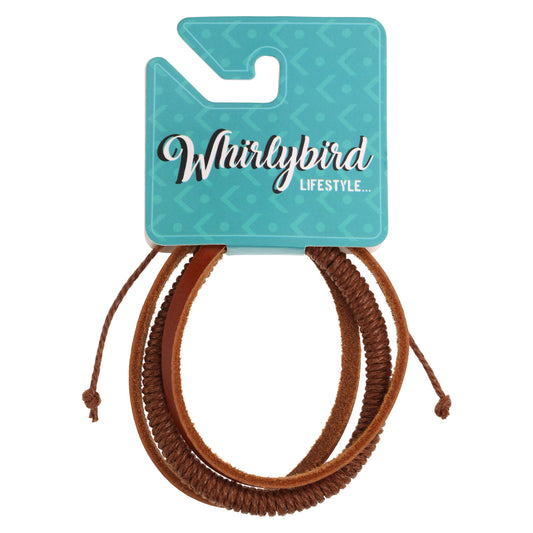 Whirlybird Brown Leather And Cotton Wrapped Lifestyle Bracelet