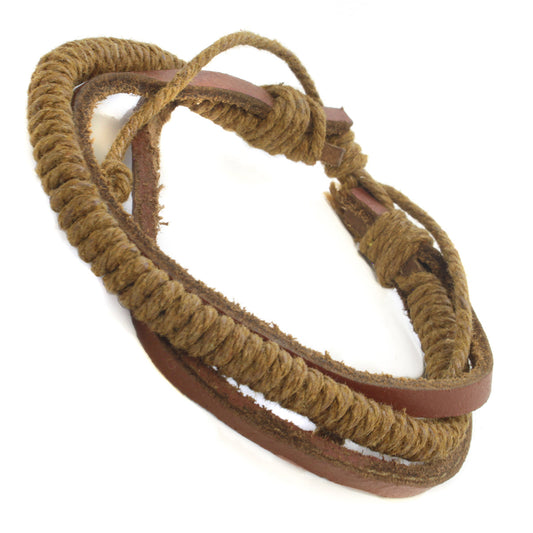 Whirlybird Brown Leather And Cotton Wrapped Lifestyle Bracelet