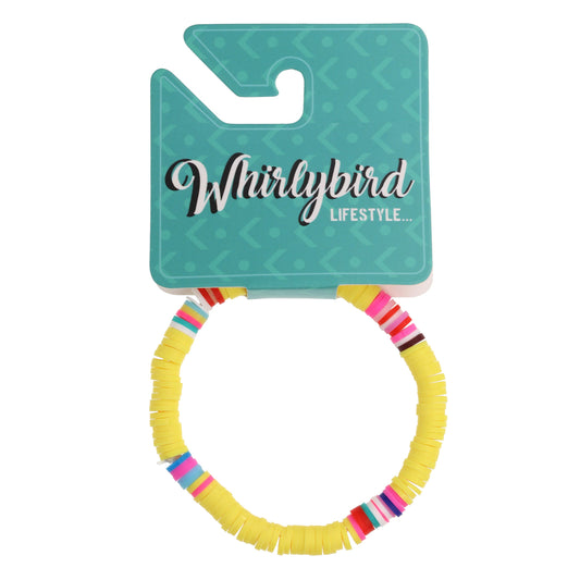 WBL103 - Whirlybird Yellow Lifestyle Bracelet With Multicoloured Beads