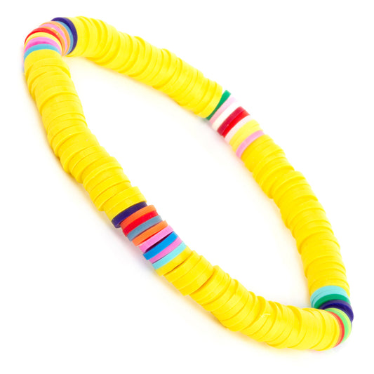 WBL103 - Whirlybird Yellow Lifestyle Bracelet With Multicoloured Beads