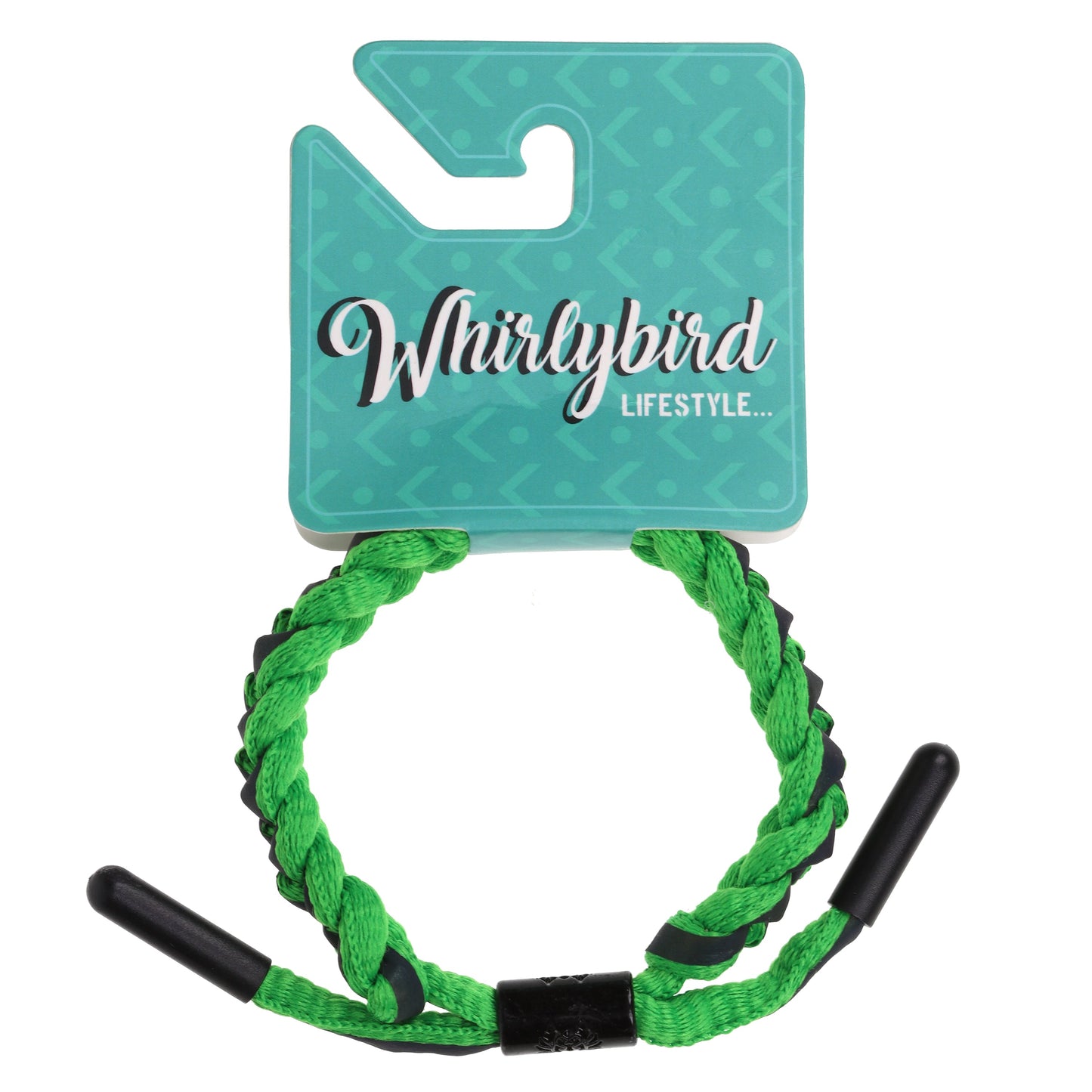 Whirlybird Vibrant Green Braided Lifestyle Bracelet With A Black Stripe
