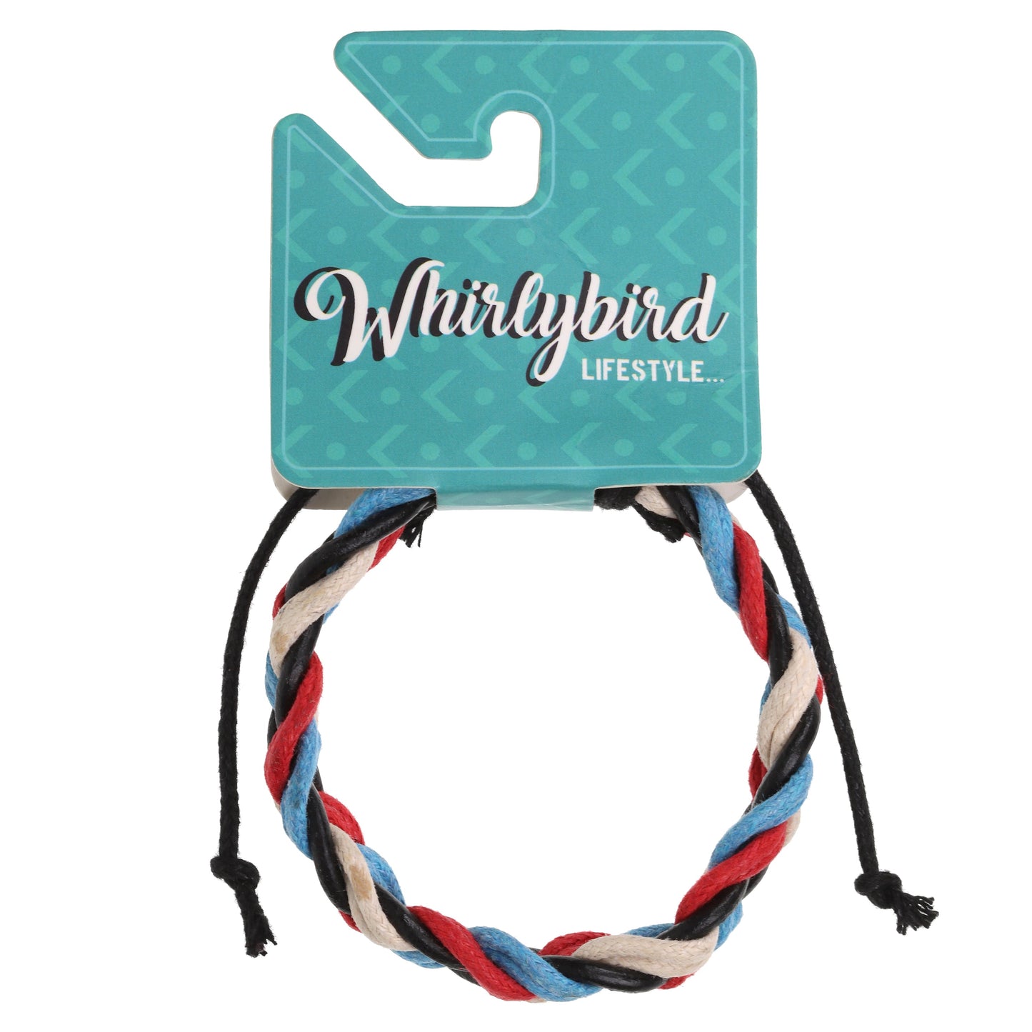WBL109 - Whirlybird Black, Blue And Red Chunky Braided Lifestyle Bracelet