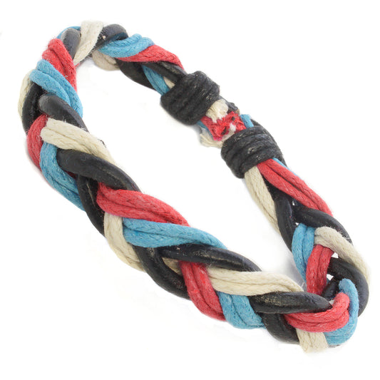 WBL109 - Whirlybird Black, Blue And Red Chunky Braided Lifestyle Bracelet