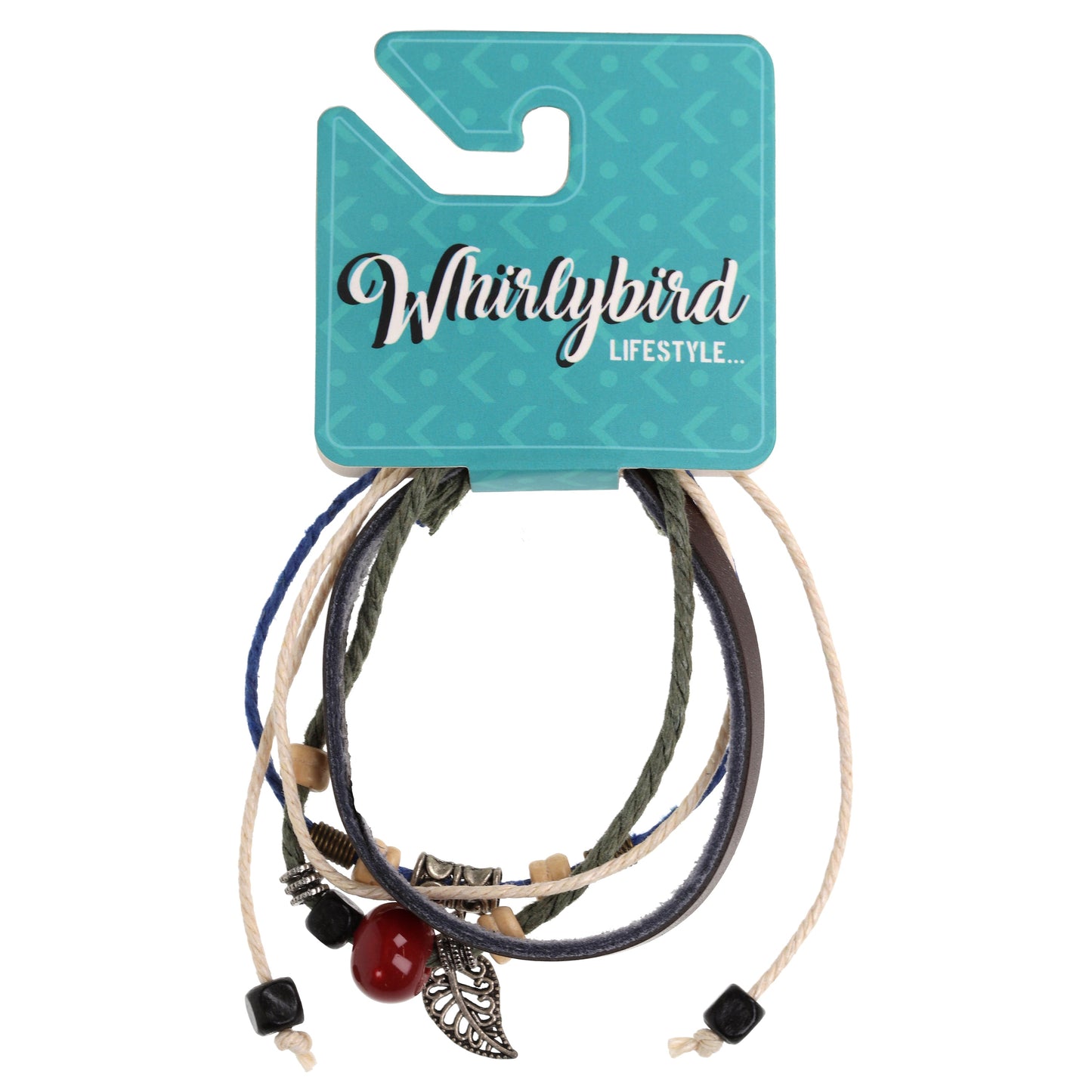WBL114 - Whirlybird Khaki, Cream And Navy Lifestyle Bracelet With Various Charms