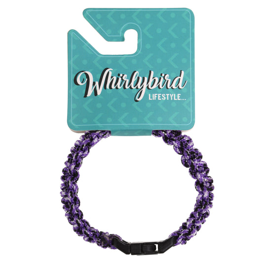 Whirlybird Purple, Black And White Cotton Lifestyle  Bracelet With A Black Release Buckle Fastening