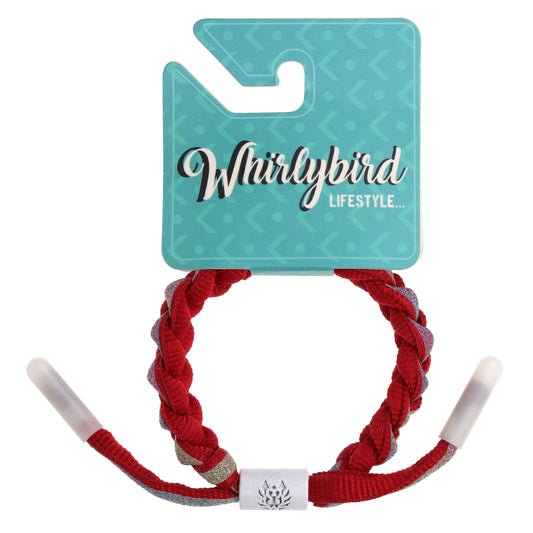 WBL116 - Whirlybird Red Braided Lifestyle Bracelet With A Glitter Ombre Strip