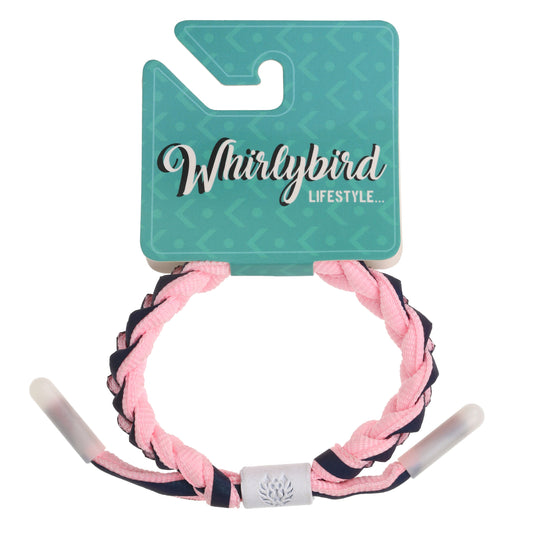 Whirlybird Baby Pink and Black Striped Braided Lifestyle Bracelet