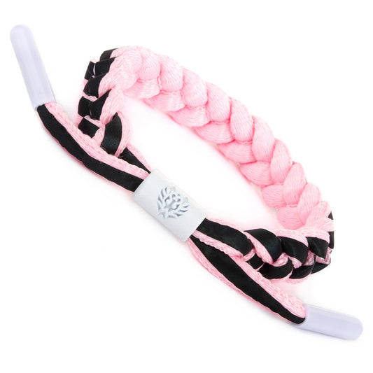 Whirlybird Baby Pink and Black Striped Braided Lifestyle Bracelet