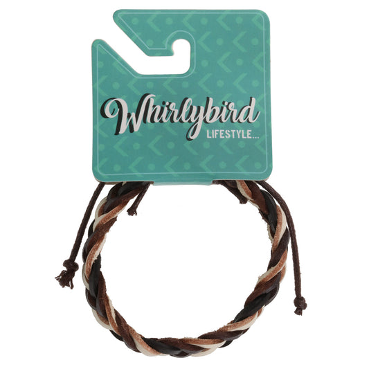 Mens Black, Brown And White Braided Whirlybird Bracelet